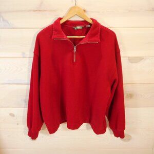 Eddie Bauer Women's XL Red Quarter 1/4 Zip Sweatshirt Pullover Camping Hiking
